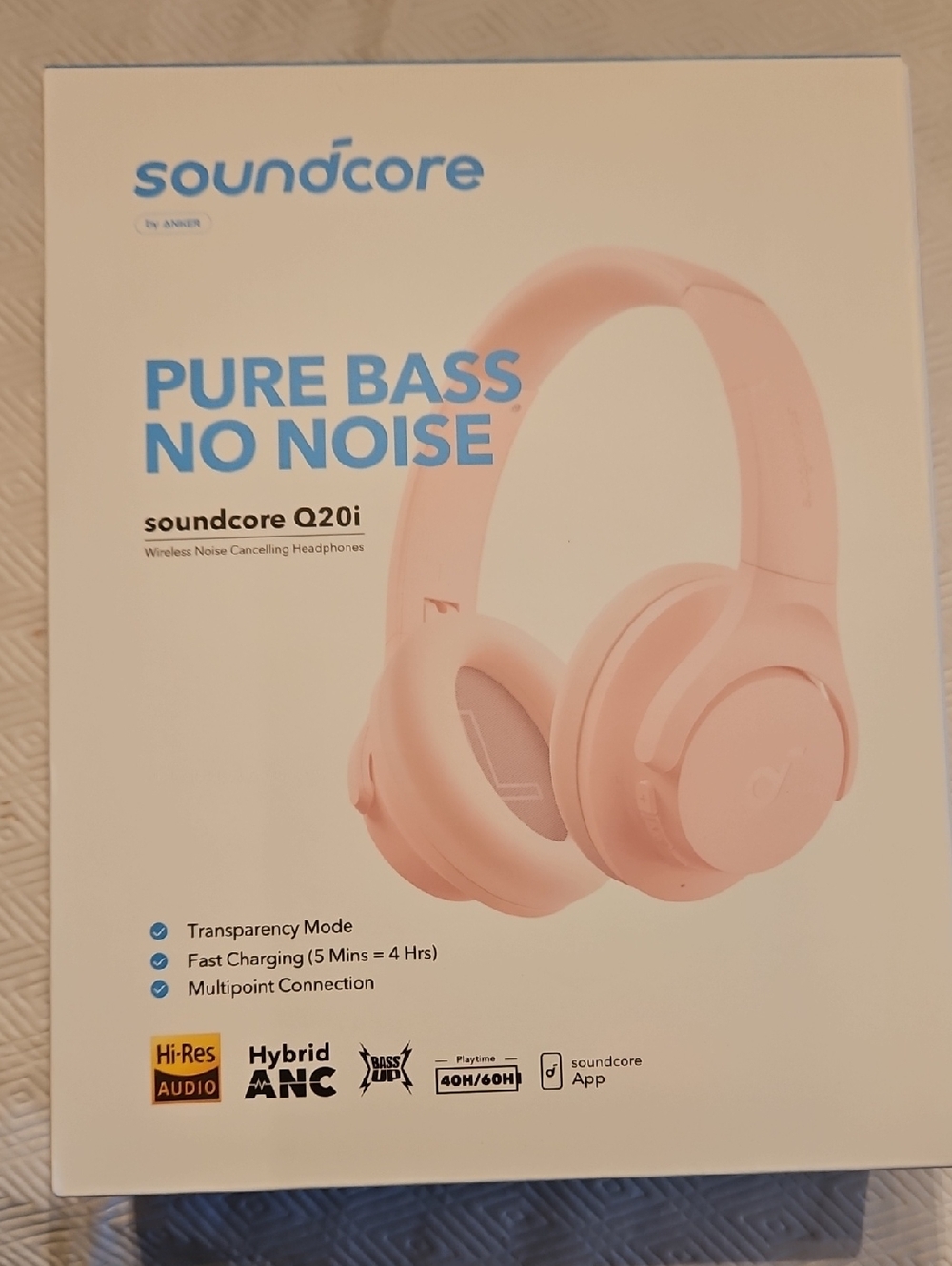 Anker Soundcore Q20i Wireless Over-Ear Headphones — Pink